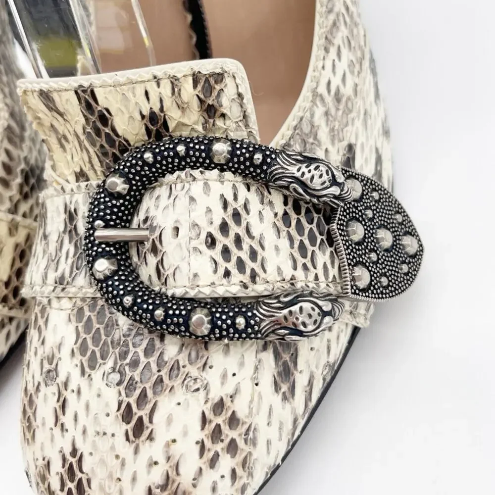 Gucci Resort 2017 Runway Genuine Snakeskin Queercore Triple Strap Heels IT 37